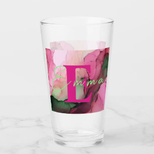 Vidrio de tinta rosa y verde personalizado para al