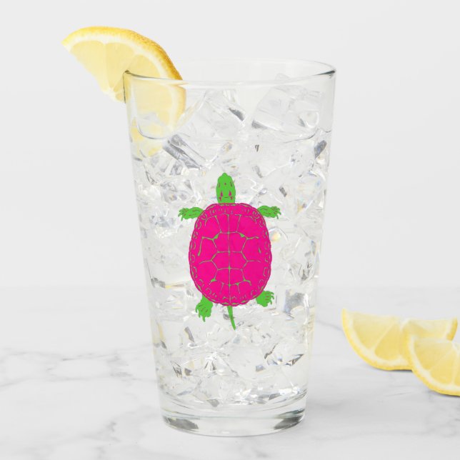 Vidrio de Tortuga Rosa y Verde (Anverso (hielo))