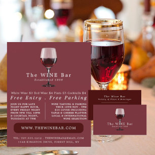 Vidrio de vino, publicidad de bar de vinos/bodega
