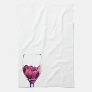 Vidrio de vino tinto acuarela Cocina Toallas