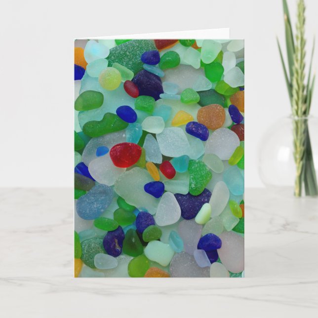Vidrio del mar, tarjeta de felicitación de cristal (Anverso)