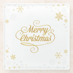 Vidrio Elegante posavasos de Navidad con copo de nieve en