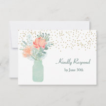 Vidrio escarpado Mason Jar Wedding RSVP