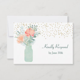 Vidrio escarpado Mason Jar Wedding RSVP