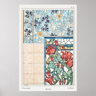 Vidrio estampado y arte de tejas florales