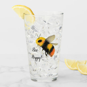 Vidrio feliz de la pinta de la abeja divertida
