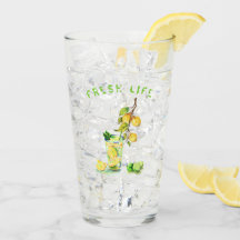 Vidrio fresco para beber limón - Texto Personaliza