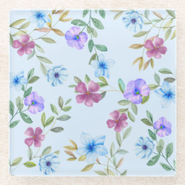 Vidrio Hermoso Posavasos Floral de Acuarela