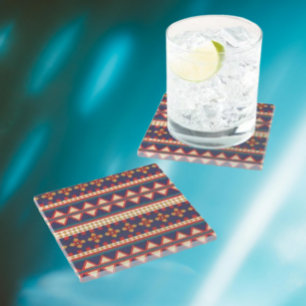 Vidrio Hilos nómadas   Posavasos de patrón azteca