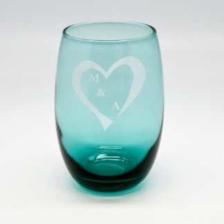 Vidrio inoxidable del corazón de Aqua Etched