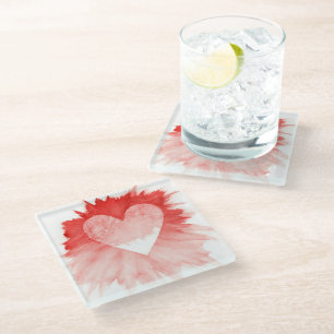 Vidrio Juego de posavasos con salpicaduras de acuarela ro