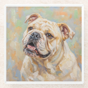 Vidrio Juego de posavasos de arte de Bulldog Francés