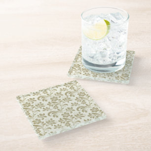 Vidrio Juego de Posavasos Floral Estilo Barroco Dorado