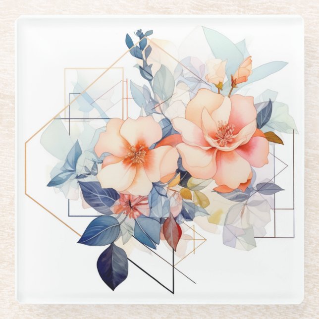 Vidrio Líneas de color Flor: "Mi cocina" Posavasos (Anverso)