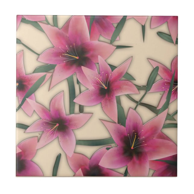 Vidrio, lirios, azulejos (Frente)