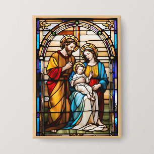 Vidrio Manchado Botón De La Familia Sagrada Devoci