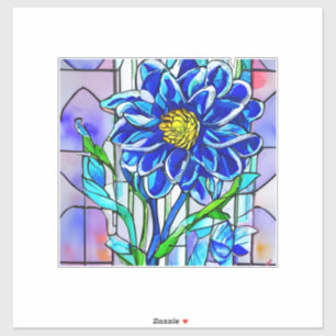 Vidrio manchado Gran Decoración Pegatina flor azul