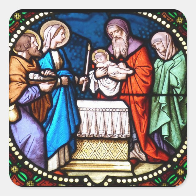 Vidrio Manchado Jesucristo Pegatina de Navidad (Anverso)