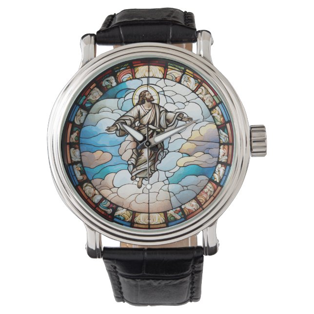 Vidrio manchado Jesús diseño reloj de pulsera (Anverso)