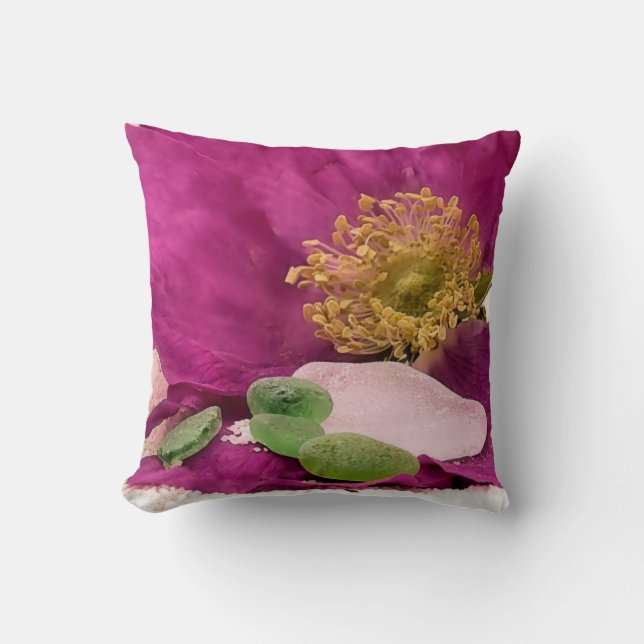 Vidrio marino y rosa de playa - almohada (Anverso)