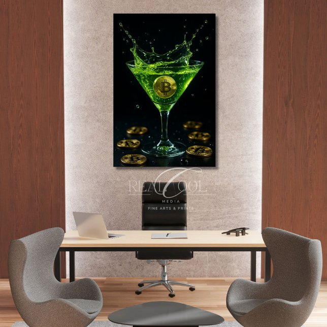 Vidrio martini de Apple con arte de Bitcoin flotan (Subido por el creador)