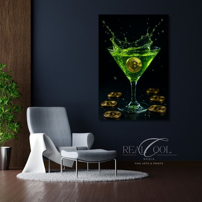 Vidrio martini de Apple con arte de Bitcoin flotan (Subido por el creador)