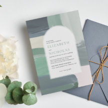 Vidrio oceánico costero | Invitación a Boho Weddin