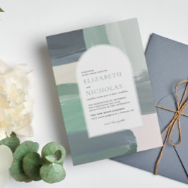 Vidrio oceánico costero | Invitación a Boho Weddin