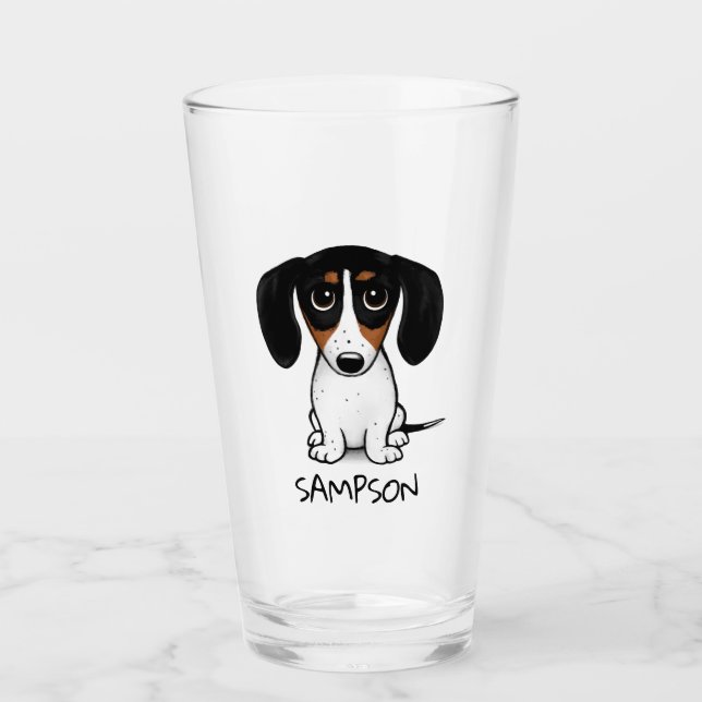 Vidrio Personalizado de perro piebald Dachshund (Anverso)