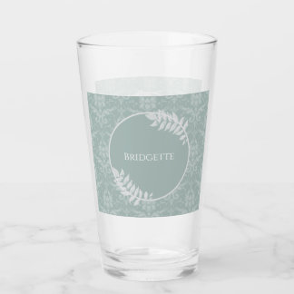 Vidrio personalizado elegante de Sage Green Damask