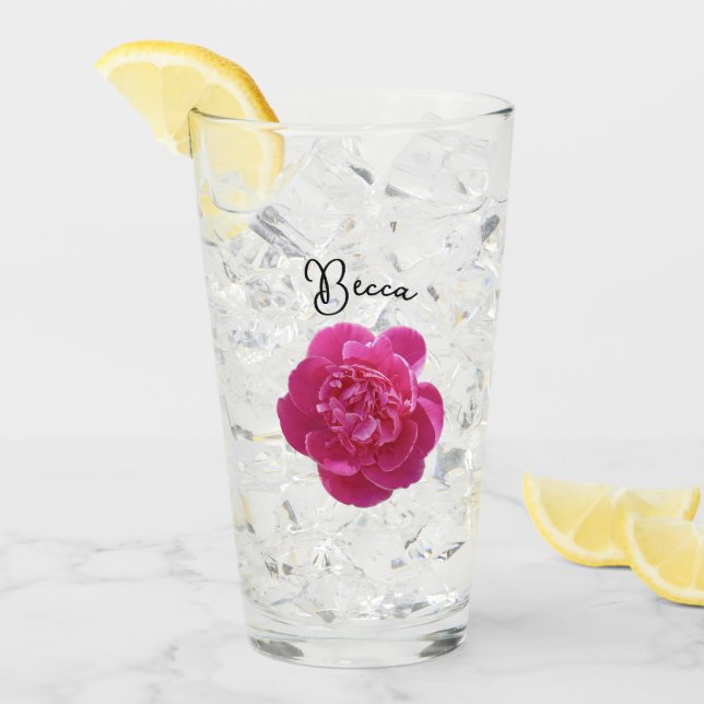 Vidrio personalizado vibrante de flores de peones  (Anverso (hielo))