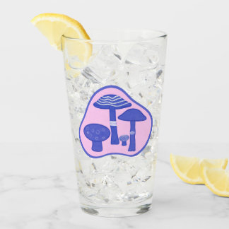 Vidrio pintado "hongo rosa y azul"