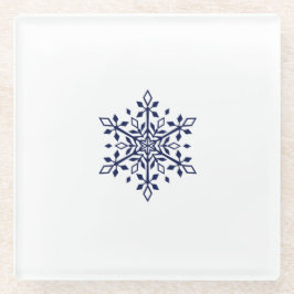 Vidrio Posavasos con un copo de nieve azul