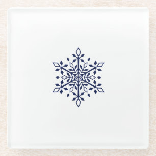 Vidrio Posavasos con un copo de nieve azul
