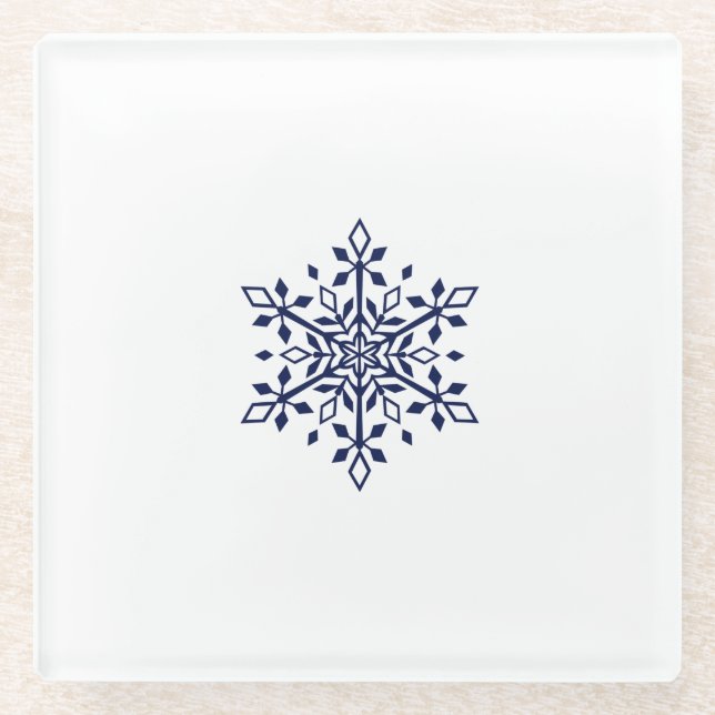 Vidrio Posavasos con un copo de nieve azul (Anverso)