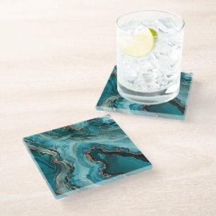 Vidrio Posavasos de Ágata Teal