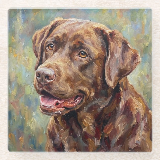Vidrio Posavasos de arte de Labrador Chocolate (Anverso)