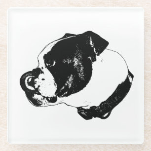 Vidrio Posavasos de arte de línea de Bulldog