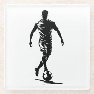 Vidrio Posavasos de arte de silueta de jugador de fútbol
