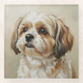 Vidrio Posavasos de arte Impresionista Shih Tzu