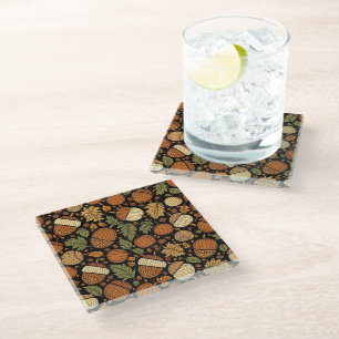 Vidrio Posavasos de Día de Cosecha con Patrón de Bellota