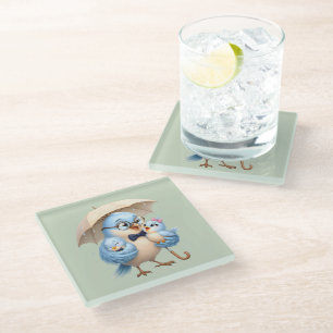 Vidrio Posavasos de pájaro lindo para taza de café