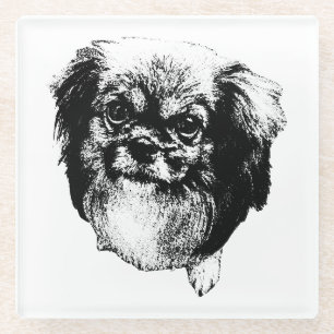 Vidrio Posavasos de Spaniel Tibetano – Arte de Perro Mono