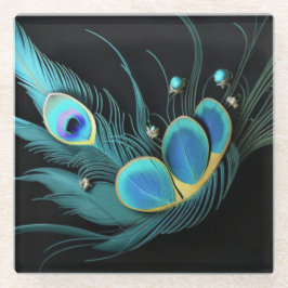 Vidrio Posavasos de vidrio/Pavo real majestuoso/Posavasos