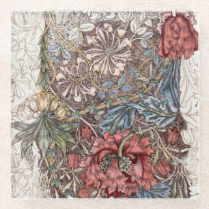 Vidrio Posavasos de vidrio: WILLIAM MORRIS HONEYSUCKLE + 