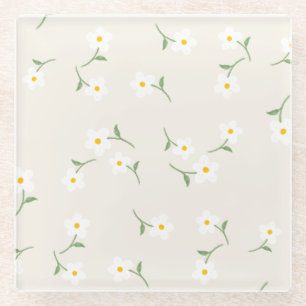 Vidrio Posavasos floral de margarita crema   Botánico ele