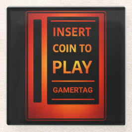 Vidrio Posavasos personalizado de Arcade “Inserta moneda