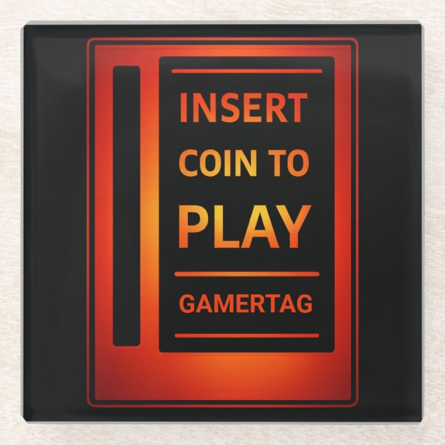 Vidrio Posavasos personalizado de Arcade “Inserta moneda  (Anverso)