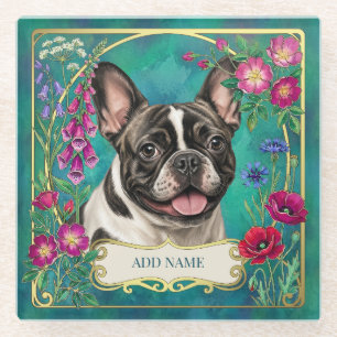 Vidrio Posavasos personalizado de Bulldog Francés Pied Te