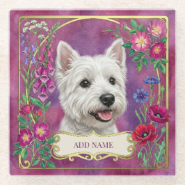 Vidrio Posavasos personalizado de perro West Highland ros